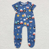 short sleeve farm zip romper