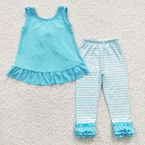 beat selling new style sleeveless green girls outfits