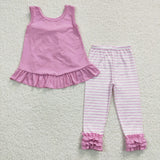 GSPO0507 best selling new style sleeveless pink girls outfits