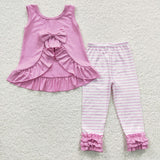 GSPO0507 best selling new style sleeveless pink girls outfits