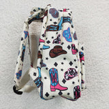 High quality western hat and shoots print backpack