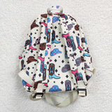 High quality western hat and shoots print backpack