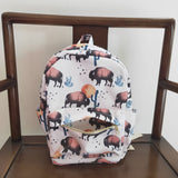 High quality western cow white print backpack