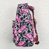 High quality western pink hat print backpack