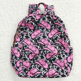 High quality western pink hat print backpack