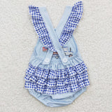 embroidered 4th of July car blue girls bubble
