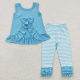 GSPO0505 new style sleeveless blue girls outfits