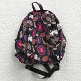 High quality western skull cow turquoise black print backpack