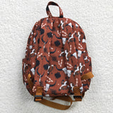 High quality western skull cow brown print backpack