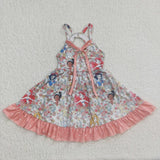 new style summer floral princess girls dress
