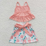 summer pink floral girls clothing