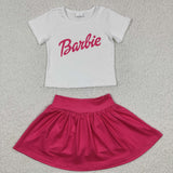 summer cartoon girls milk silk pink outfits