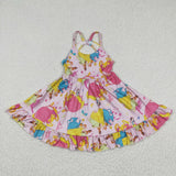 new style summer pink princess girls dress