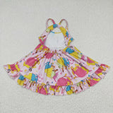 new style summer pink princess girls dress