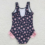 pink star blue swimsuit