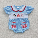 embroidered blue Farm girl bubble