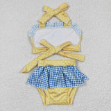 cartoon blue and yellow princess swimsuit