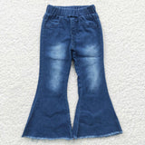 Bleached elastic bell bottoms jeans