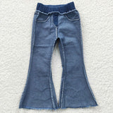 Bleached elastic bell bottoms jeans
