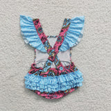 Flower small flying sleeve climbing suit
