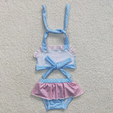 cartoon blue and pink princess swimsuit