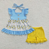 summer blue floral girls outfits