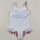 black and pink stripe swimsuit