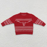 boys and  girls skull cow red sweater