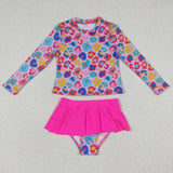 new style pink leopard long sleeve swimsuit