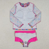 new style pink leopard long sleeve swimsuit