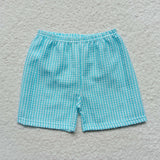 seersucker Light blue boy shorts