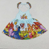 blue cartoon girls dress