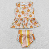 orange stripe and floral bummies outfits