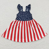 5.5 GSD0289 4th of July red stripe and blue star girls dress