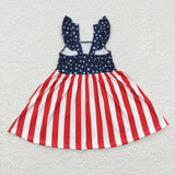 5.5 GSD0289 4th of July red stripe and blue star girls dress