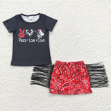 peace love cows tassel girls outfits