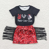 peace love cows tassel girls outfits