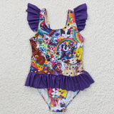 summer  cartoon purple swimsuit