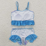 Fish scale blue swimsuit