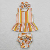 orange stripe and floral bummies outfits