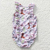 5.5 S0111 western pink shoots and cactus sleeveless one piece swimsuit