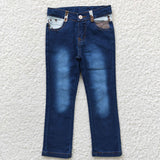 new style Spliced denim straight leg pants