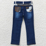 new style Spliced denim straight leg pants