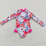 new style long flower pink swimsuit