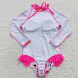 new style long flower pink swimsuit