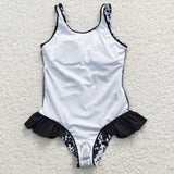 summer black and white prints girls swimsuit