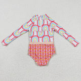 summer rainbow pink girls swimsuit