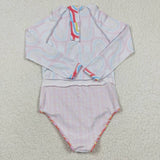 summer rainbow pink girls swimsuit