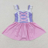 summer popular princess purple and pink  girls swim suit