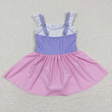 summer popular princess purple and pink  girls swim suit